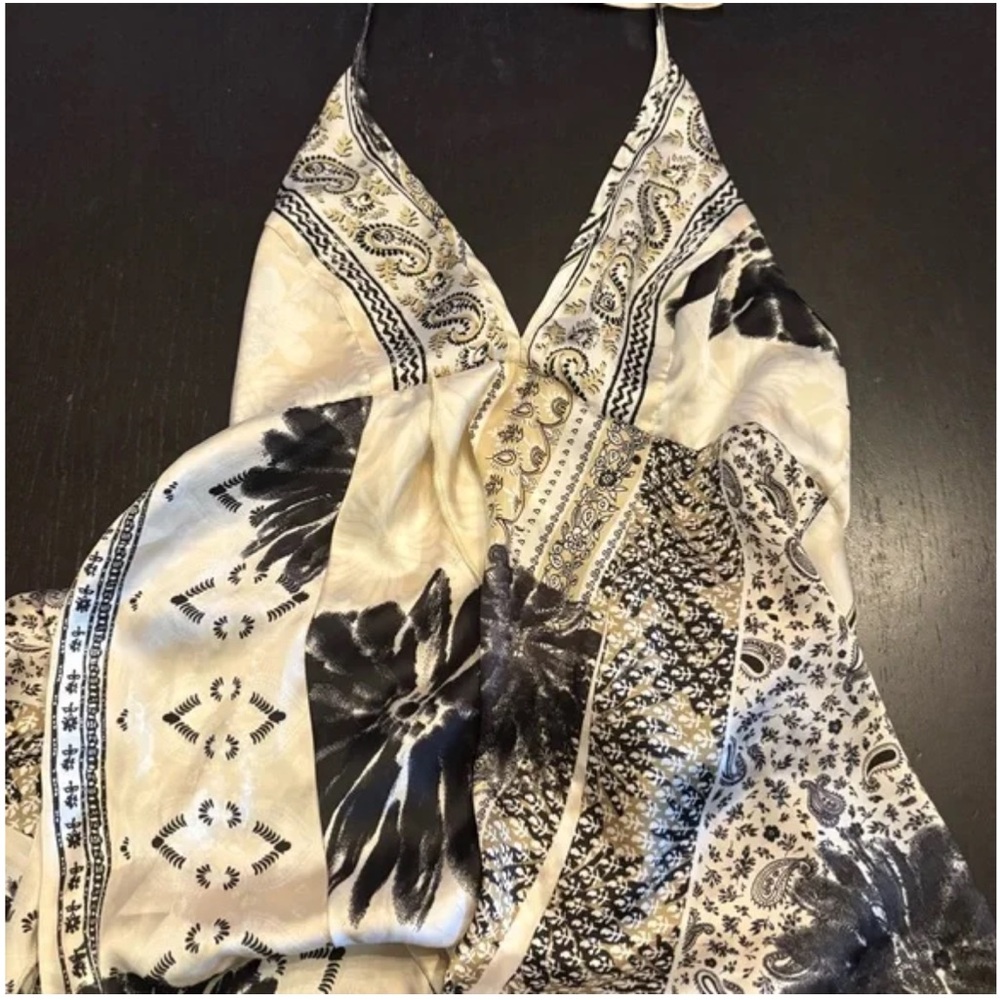 Silence + Noise Black and Cream Tunic Halter Top from Urban Outfitters, XS